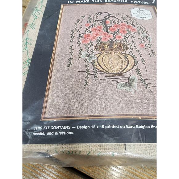 CREWEL EMBROIDERY NEEDLEWORK KIT KC326 ELSA WILLIAMS CHERRY TREE BLOSSOMS - Picture 4 of 5